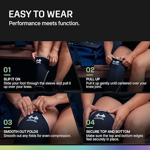 Modvel 7mm Neoprene Knee Sleeves for Men & Women Weightlifting & Powerlifting – Compression Knee Sleeve Support for Squats, Gym, Training – USPA, IPL Approved – Medium Pink (Pair)