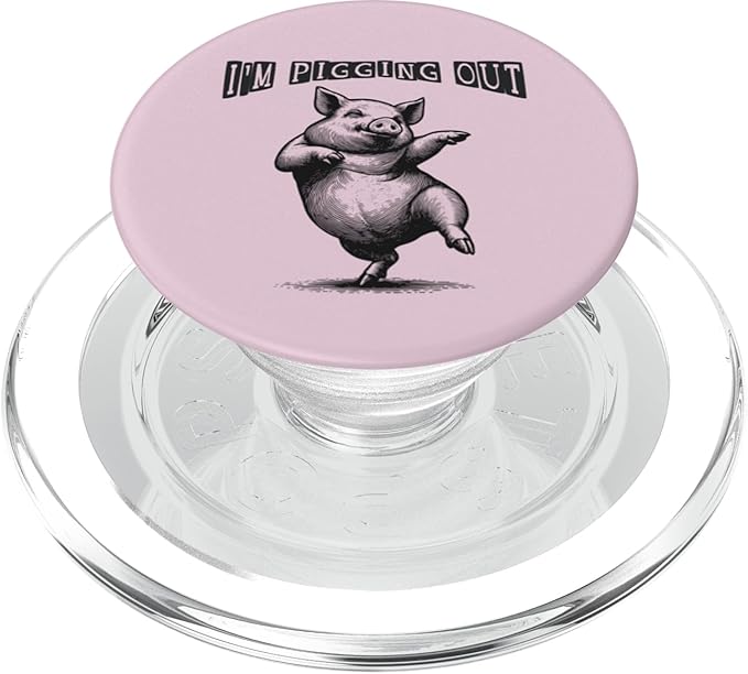I’m Pigging Out Dancing Posing Humorous Fatty Fun PopSockets PopGrip for MagSafe