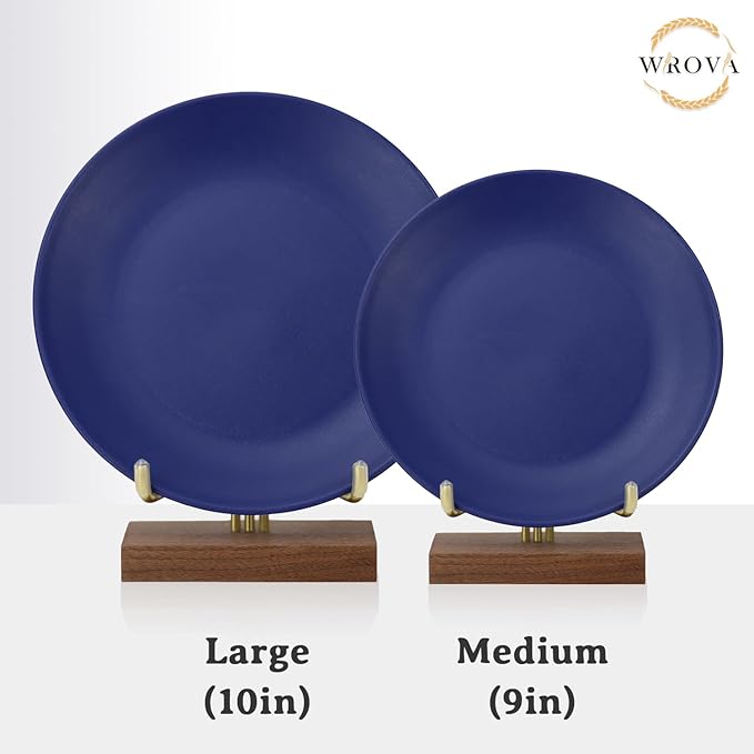 Wrova Wheat Straw Dinner Plates 9 Inch Unbreakable Set of 8 - Dishwasher & Microwave Safe Plastic Plates Reusable - Lightweight Plates for Kitchen,Camping,Apartment,Dorm,RV,Party - Ocean Series