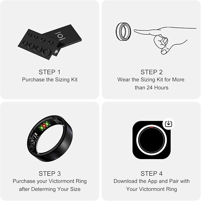 Titanium Smart Ring, Sleep & Activity Tracking Ring with Heart Rate, HRV, Stress Insights, 7-Day Battery Life, No Subscription, IP68 Waterproof, iOS & Android Compatible (Black, 7)