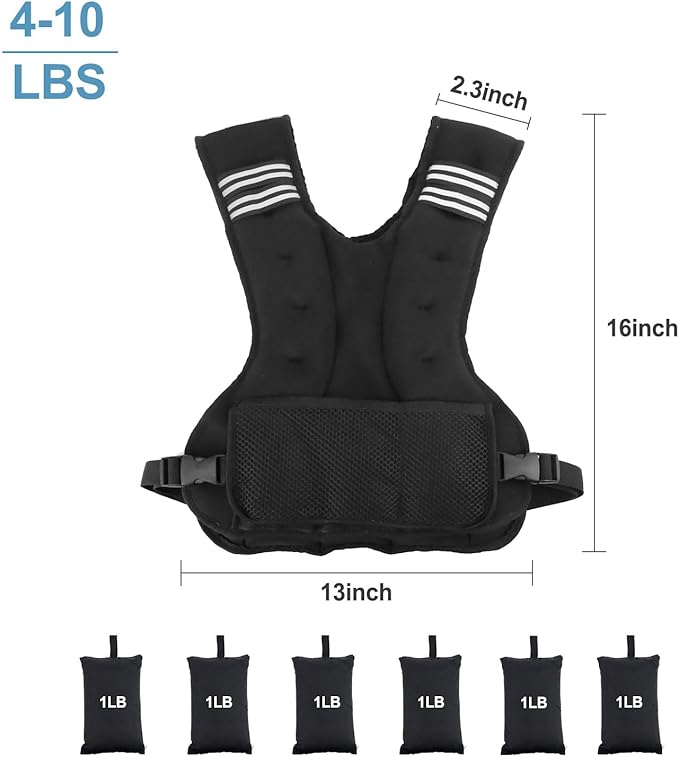 Henkelion Adjustable Weighted Vest for Men Women Weights Included, 4-10lbs/11-20lbs Body Weight Vests Adjustable for Running, Training Workout, Jogging, Walking