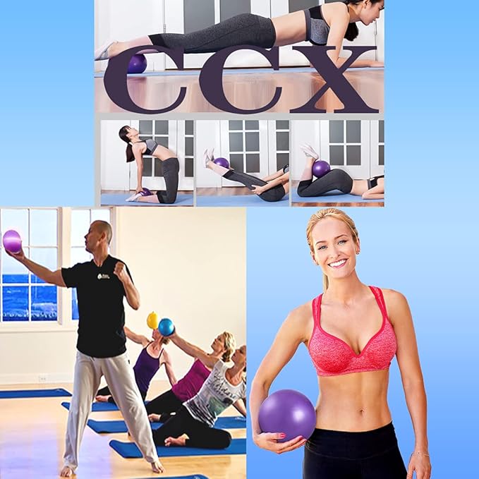 Mini Yoga Balls 6 Inch Exercise Pilates Therapy Balance Micropore Ball Barre Equipment for Home Stability Training Physical Core Training with Pump