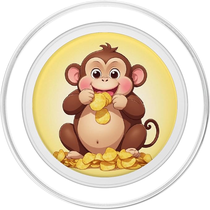 Chubby Fat Monkey Potato Chips Funny Animal Design Print PopSockets PopGrip for MagSafe