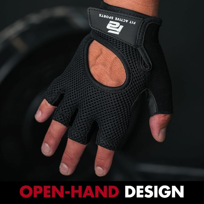 Fit Active Sports New Grip 2.0 Ventilated Weight Lifting Workout Gloves with Wrist Wraps for Gym Exercise, Weightlifting, Pull Ups - for Men & Women