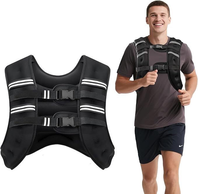 Weighted Vest, 6lb/8lb/12lb/16lb/20lb/30lb for Men, Women with Reflective Stripe, Weight Vests Adjustable for Workout, Strength Training, Running, Fitness, Muscle Building, Weight Loss clearance