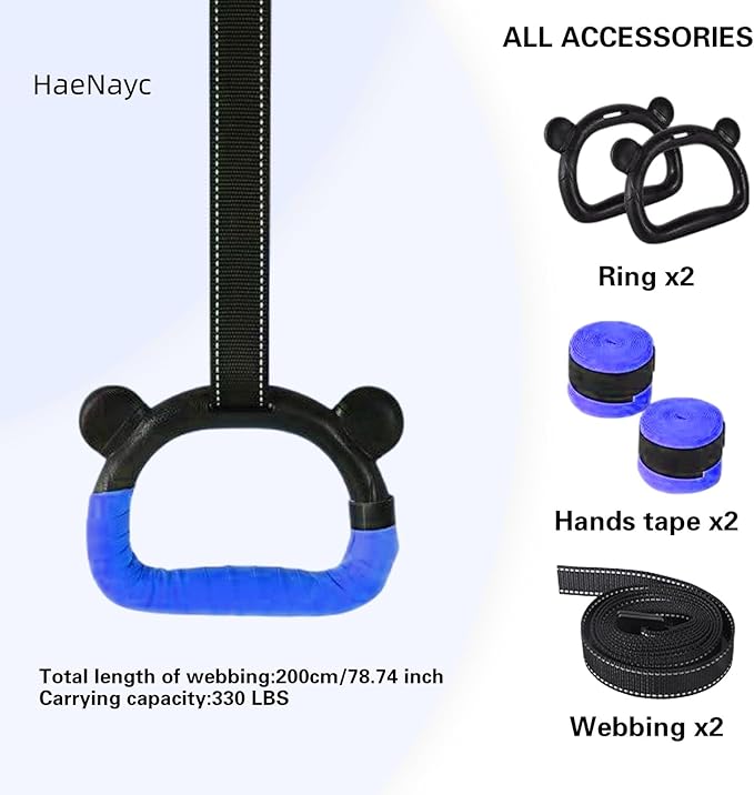 Kids Gymnastics Rings, Children's Home Gym Equipment, Children's Adjustable Strap Strength Training Rings, Pulling Rings for Physical Training