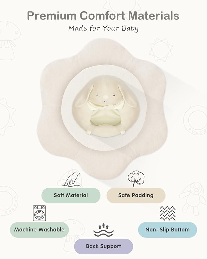 3-in-1 Baby Play Mat, Baby Seats for Infants for Sitting Up, Tummy Time Mat with 5 Detachable Toys, Activity Gym & Playmats for Babies 0-6 6-12 Months, Newborn Babies Shower Gifts