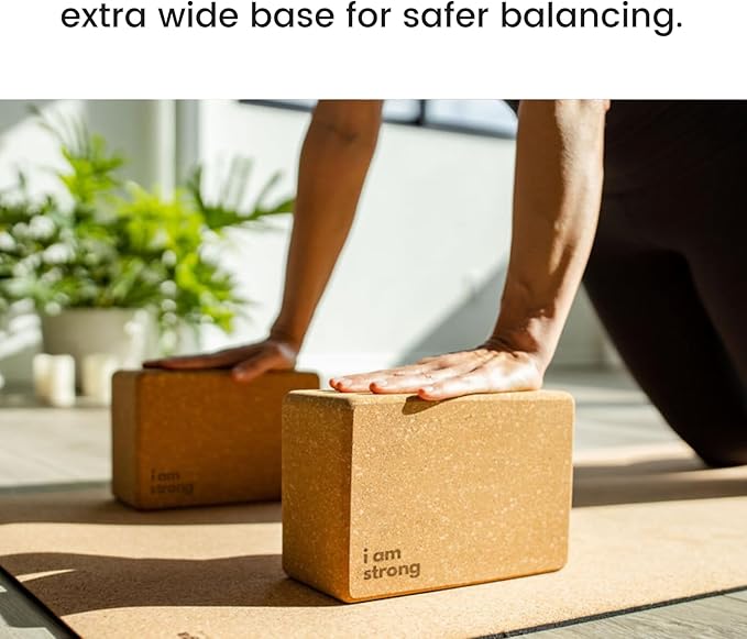 Cork Yoga Blocks 2 Pack – High Density Non Slip with Select Cork Grain for Chip-Resistant Durability | Extra Thick 4” for Support & Stability | Natural, Smooth, and Crumble Free | Body By Yoga