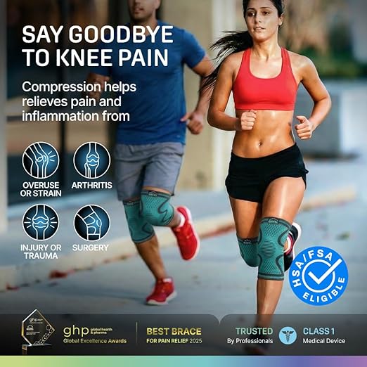Modvel 2 Pack Knee Brace for Women & Men - Knee Support for Walking, Knee Compression Sleeves for Pain Relief, Knee Sleeves for Women, Knee Sleeves for Men, Knee Brace for Sports, Workouts & Arthritis