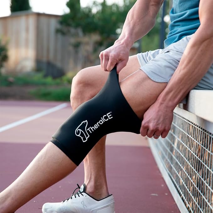 TheraICE Knee Ice Pack Wrap Compression Sleeve for Injuries | Reusable Gel Cold Packs Brace Plus Cold Wrap Recovery for Meniscus Tear, ACL Post Surgery, MCL Pain Relief Without Machine | Women & Men