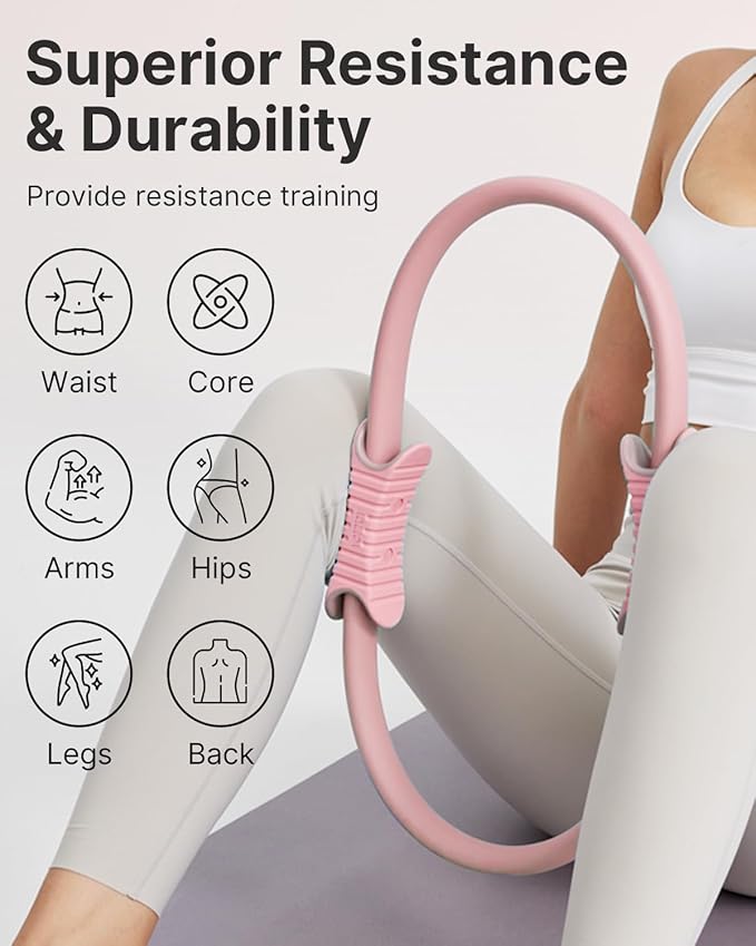 YOTTOY Pilates Ring and Ball Set, Figure 8 Resistance Bands, Stretch Bands&Guide,Pilates Equipment Set for Beginners for Home Workouts Core Strength, Yoga, Physical Therapy & Rehab