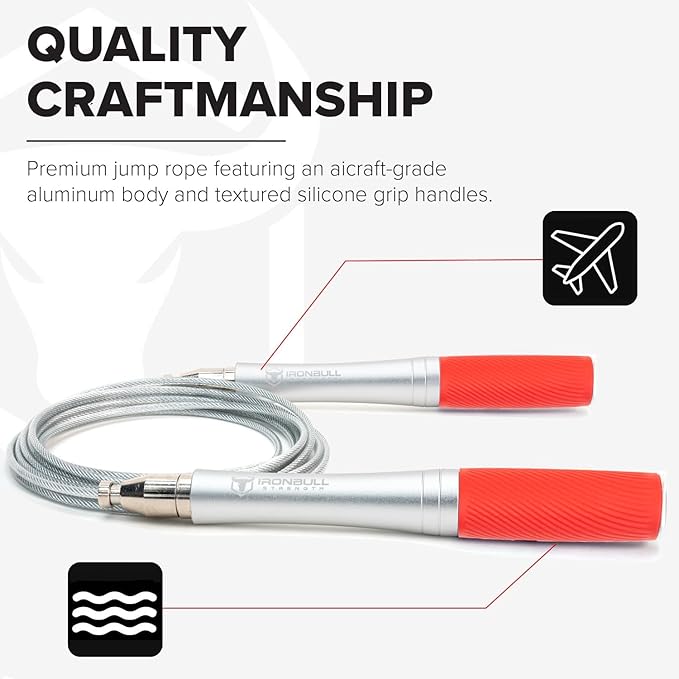 Jump Rope for Men & Women - Ultra-Fast, High Speed Jump Rope - Self-Locking Screw-Free Design with Aluminum Handles and Silicone Textured Grips - Precision Engineered for Maximum Performance - Skipping Rope for Workout Fitness, Cross Training & Home Ex...
