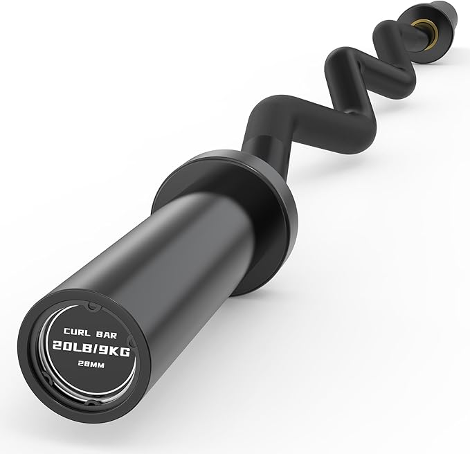 PAPABABE Curl Bar, 4ft/6.2ft Olympic EZ Barbell Bar for Weight Lifting, Curling Bar with Volcano Knurled Grip, 2 Inch Weight Bar with Multi-Angle Wrist-Friendly Design, Comfortable Grip for Bench Press Curls Deadlifts Home Gym Beginner