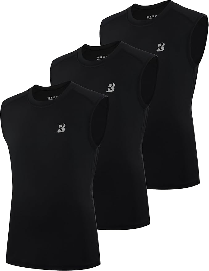 Roadbox Boys Youth Sleeveless Compression Shirt, Quick Dry Kids Football Undershirt, Athletic Soft Tank Tops Sport Basketball