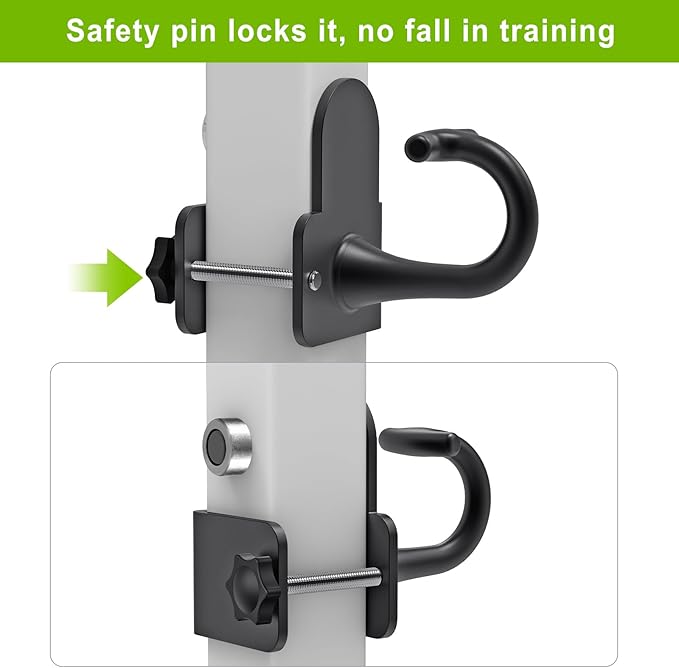 Kipika Anchor for Resistance Bands Fits 2" x 2" Power Rack with 5/8" or 1" Hole - Heavy Duty Steel Hooks with Rubber Pads for Home Gym Workouts, Strength Training,and Physical Therapy Exercise, 2 Pack