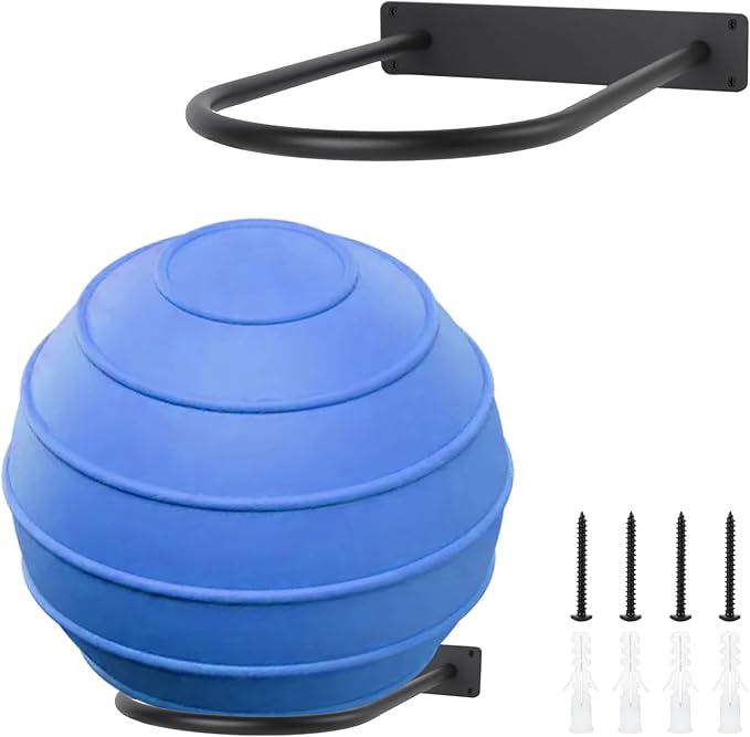 Stability Ball Holder Wall Mount - Heavy Duty Exercise & Yoga Ball Storage Rack for Home, Yoga Studios, and Commercial Gyms - Space-Saving Design for Stability Balls up to 85cm(Black 2-pack)