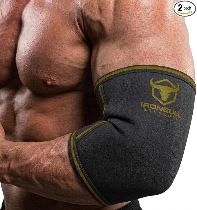 Elbow Sleeves 5mm (1 Pair) - High Performance Elbow Sleeve Support for Weightlifting, Weight Training & Powerlifting - Best Compression Straps - for Men and Women (XX-Large, Black/Green)