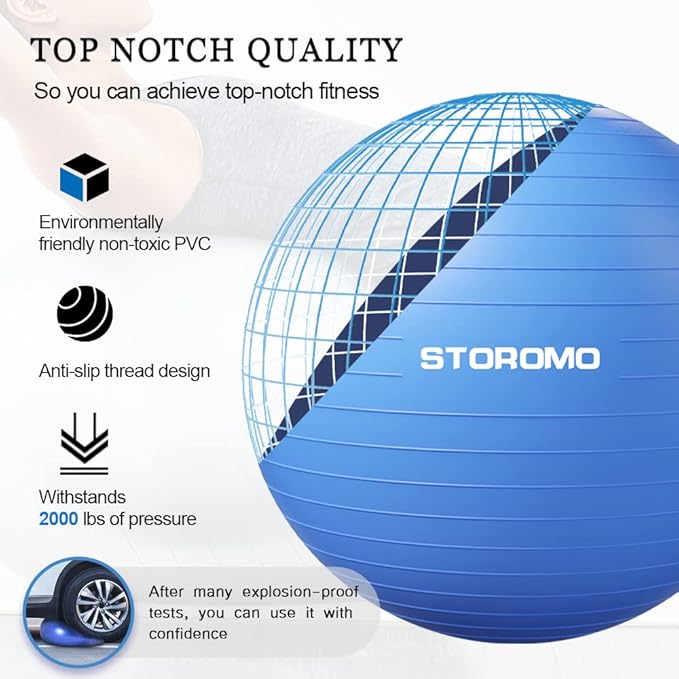 Anti-Burst Pregnancy Exercise Ball – High Weight Capacity Stability Ball for Yoga, Pilates & Labor Support, Eco-Friendly PVC Fitness Ball for Moms, Includes Pump (45cm-95cm)
