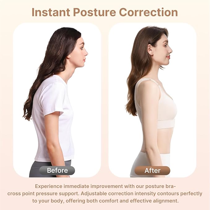 Fit Geno Posture Bra for Women: Wireless Front Closure Posture Corrector Bra with Wide Adjustable Straps