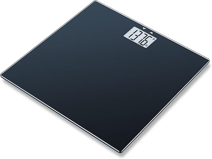 Beurer GS435B Glass Bluetooth Scale for Body Weight with BMI Composition Measurement, Smart Digital Bathroom Scales Connects with Health App Analyzer, Weigh in Kg and Lbs, Black