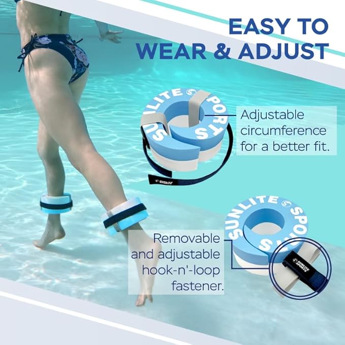 Sunlite Sports Water Weights Pool Exercise Dumbbells, Water Aerobic Equipment, High-Density EVA-Foam Dumbbell with Handle Strip, Aqua Therapy, Pool Fitness, Water Exercise, Set of 2