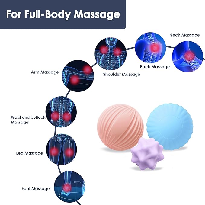 Silicone Massage Ball Set for Myofascial Release, Trigger Point & Deep Tissue Therapy - Lacrosse Massage Balls for Muscle Knots, Plantar Fasciitis and Muscle Soreness Relief (3 Pack)