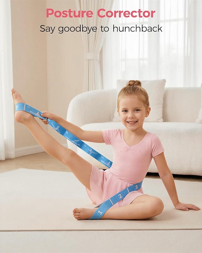 Slim Panda 2 PCS Kids Dance Stretch Strap,Multi-Loop Elastic Strap for Ballet, Latin, Gymnastics, Yoga, Children Flexibility Training & Exercise Resistance Yoga Band