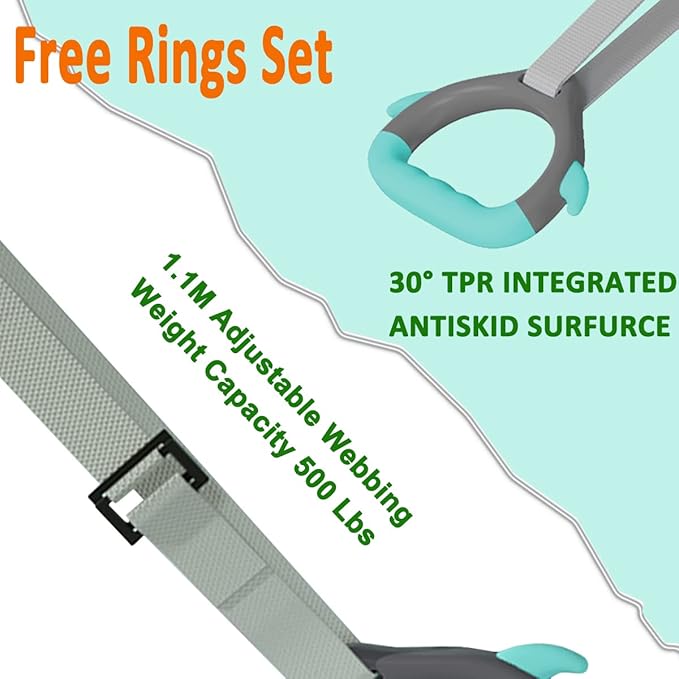 GLANT Gymnastics Bar for Kids with Rings Set, 7 Heights Adjustable Easy Folding Gymnastic Training Bar Kids Monkey Horizontal Bars - Max Load 300LBS