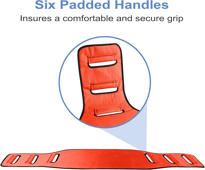 Transfer Belt Transfer Sling - Padded Gait Belt - Heavy Duty Patient Lift, Mobility Standing and Lifting Aid for Disabled, Elderly, Injured - Safely Move from Bed and Wheelchair (Orange)