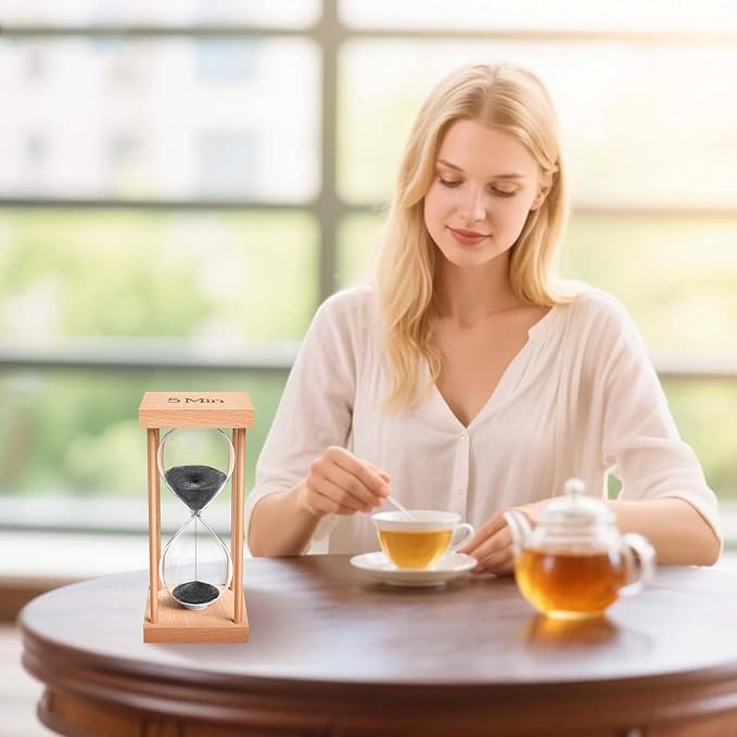 20 Minute Sand Timer, 20 Min Wood Small Hourglass Timer, Black Sand Clock, Wooden Hour Glass for Classroom, Sandglass, Reloj De Arena Decorativo, Home, Office, Game, Gift