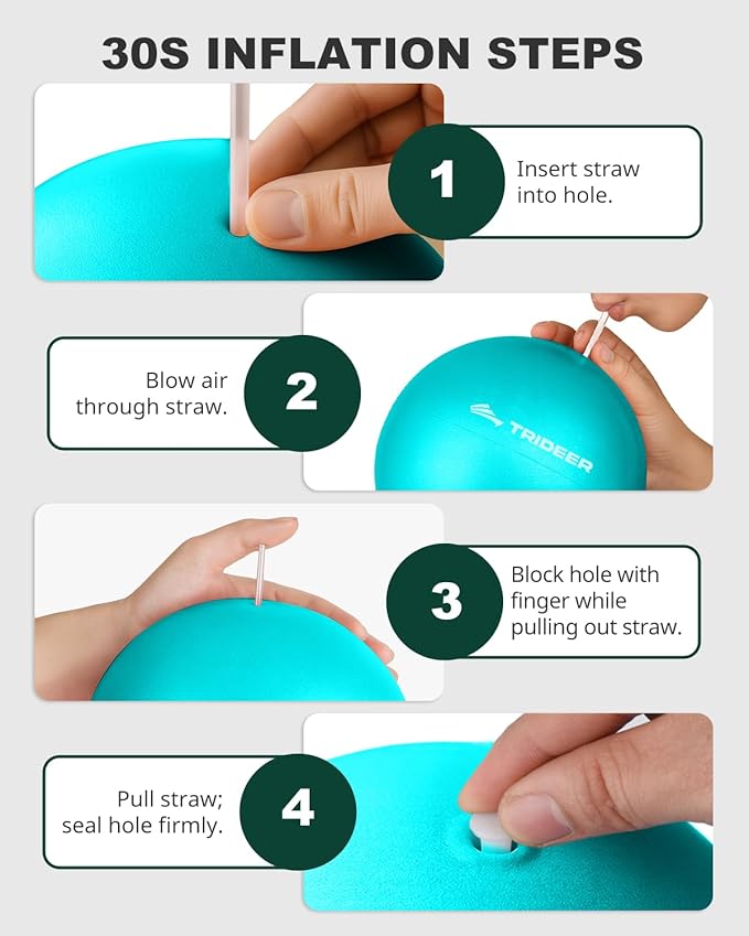 Trideer Exercise Ball for Yoga, Pilates & Fitness – Stability Ball Equipment for Home Gym & Office Chair, Core & Balance Training Accessories, Physical Therapy Equipment, Quick Pump Included, 5 Sizes