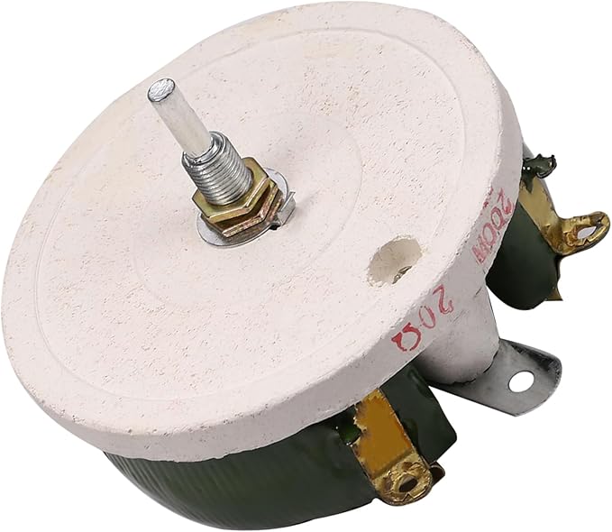 Jutagoss 200W 20 Ohm Rheostat, Wirewound Ceramic Potentiometer, Round Variable Sliding Resistor with Black Knob, Adjustable Resistor 1Pc