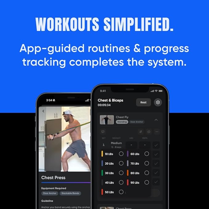 HomeProGym Stackable Resistance Band Set - with Up to 450LBS of Resistance, Band Bar, Premium Handles, Heavy Duty Door Anchor, Padded Ankle Straps, Digital Workout Guide