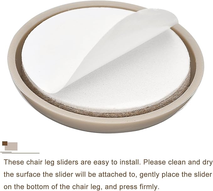 uxcell Furniture Sliders, 4Pcs 2" - Plastic Self-Adhesive Round Sliding Pads, Chair Glides for Carpeted Tile Vinyl Hardwood Floors (Grey)