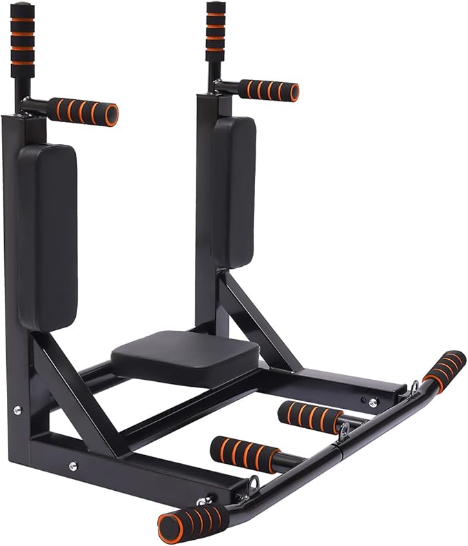 Wall Mounted Pull Up Bar, Multifunctional Dip Station for Indoor, Strength Training Pull-Up Bars Training Equipment Fitness Dip Stand for Home Gym Workout, 440lbs Capacity