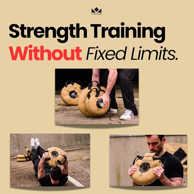 Lionheart Sand Bag Weight Plates Set | Sandbags for Working Out | Home Gym Bumper Plates | Travel-Friendly Sandbag for Fitness & Weight Training | Unfilled 10, 15, 25, 35, 45 lb Plates (Set of 2)