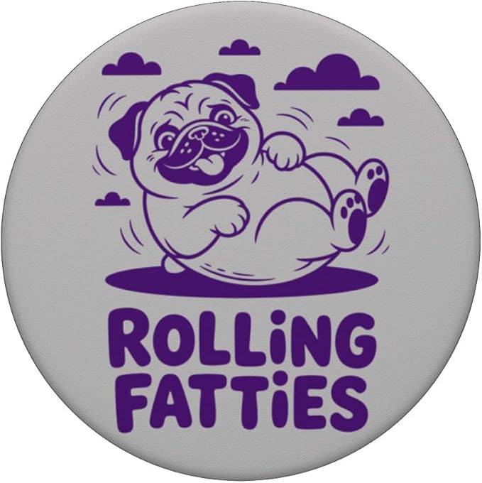 Rolling Fatties Funny Pug Design Chubby Dog Cartoon Art PopSockets Adhesive PopGrip