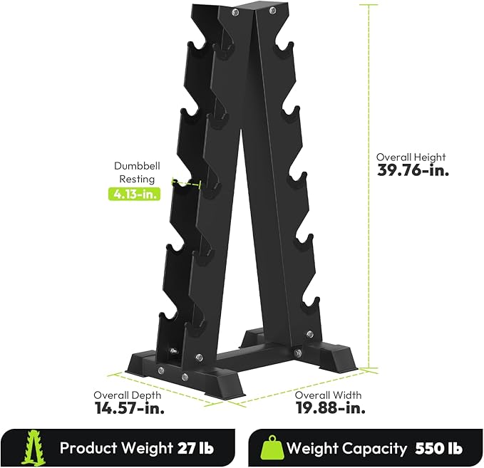 HANDBODE Dumbbell Rack A Frame Weight Rack Stand Dumbbell Weight Storage for Home Gym, Space-Saving Weight Stand for Home Gym