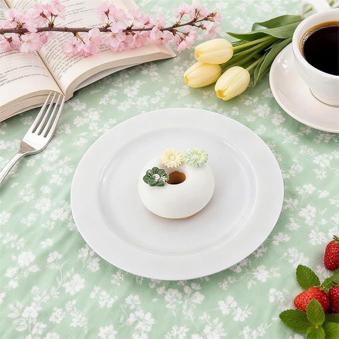 FLOWERCAT 60PCS White Plastic Plates - Heavy Duty White Disposable Plates for Easter Party/Wedding -serve for 30 guests Include 30PCS 10.25" & 30PCS 7.5" Plates for Party