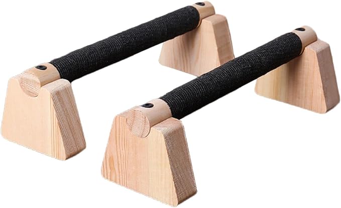 2 Pieces Push up Bar Wooden Parallettes Bar Pushup Handles Portable Anti Slip Push up Stand for Exercise Gymnastics Workout
