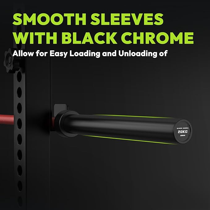 Olympic Barbell, 45lb 2-inch Weight Bar for Bench Press, 7ft Olympic Power Bar, 1000 lb/1500 lb High-Capacity, Hard Chrome, Knurled Grip, Strength Training Deadlift Weightlifting Squat