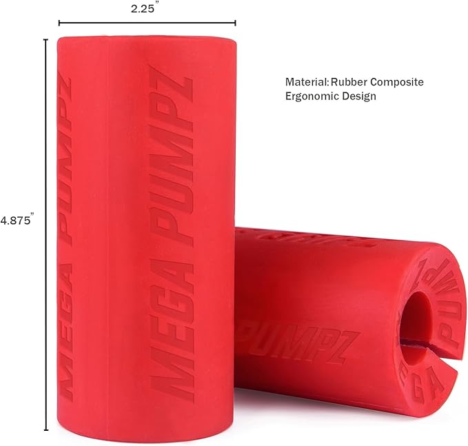 Mega Pumpz - Thick Dumbbell Grips (Set of 2) - Barbell Fat Grip Weight Lifting Gym Workout Equipment - Non Slip Rubber Lifting Grips for Bigger Biceps - Ergonomic Training Bodybuilding Thick Bar Grip Set