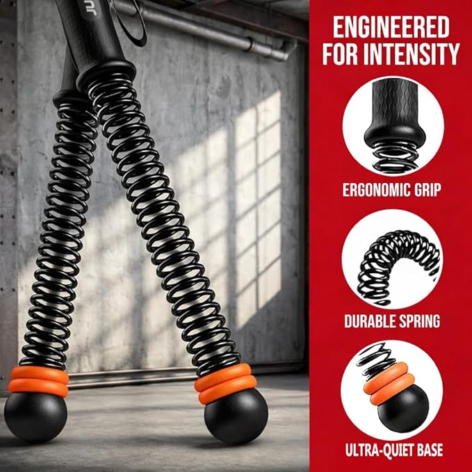 Cordless Battle Ropes for Home Workout – Ropeless Adjustable HIIT & Strength Training Kit with Hand Gripper & Wrist Wraps – Portable Full Body Fitness Equipment for Small Spaces