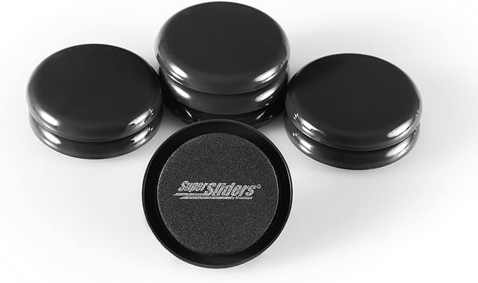 Super Sliders 2-1/2" Round Reusable Furniture Sliders for Carpet, Anti-Slip Protective Furniture Moving Pads for Beds, Sofas, Dressers, Set of 8, Black