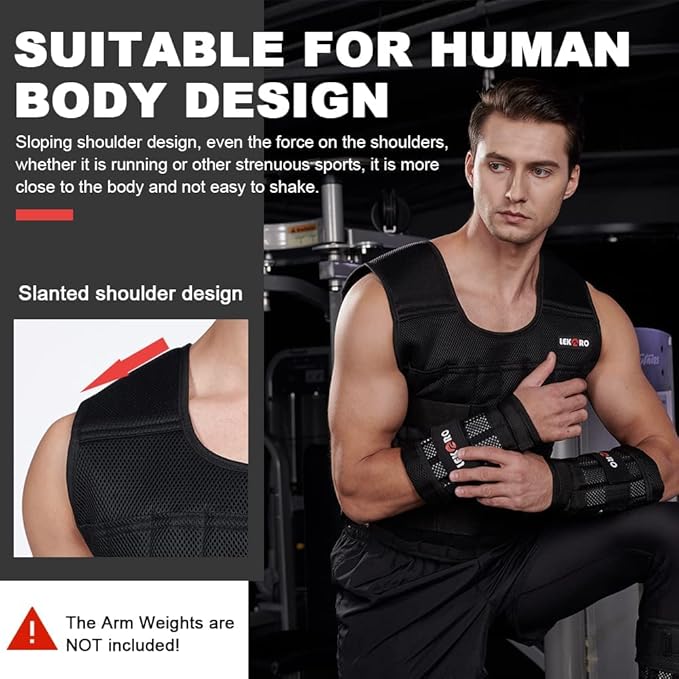 Weighted Vest Set 44LB for Men & Women, Adjustable Workout Weight Vest with Steel Plates, Weighted Training Vest with Wrist Weights and Ankle Weights for Strength Training, HIIT, Rucking & Cardio