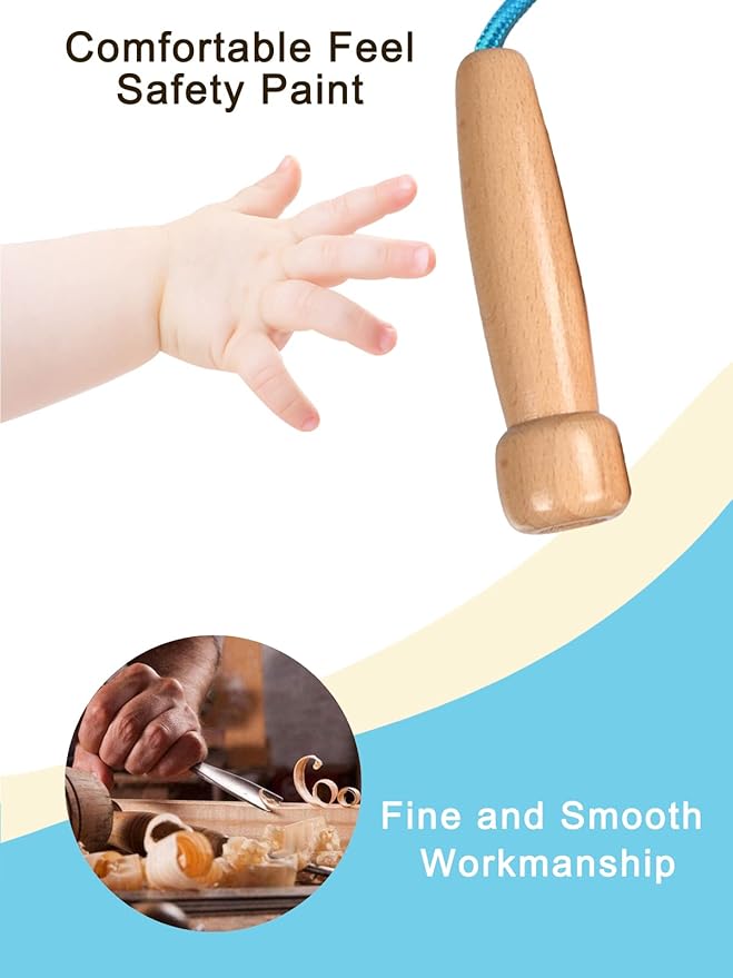 Lorvain Jump Rope for Kids, Adjustable Kids Jump Ropes for Girls Boys Toddler Fitness, Cotton Skipping Rope with Wooden Handle for Outdoor Fun Activities Exercise