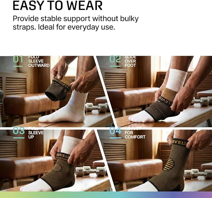 Modvel Ankle Brace for Women & Men - Compression Ankle Sleeve & Foot Brace, Right Left Ankle Support for Sprained Ankle, Achilles Tendonitis, Plantar Fasciitis Relief, Running Basketball Soccer