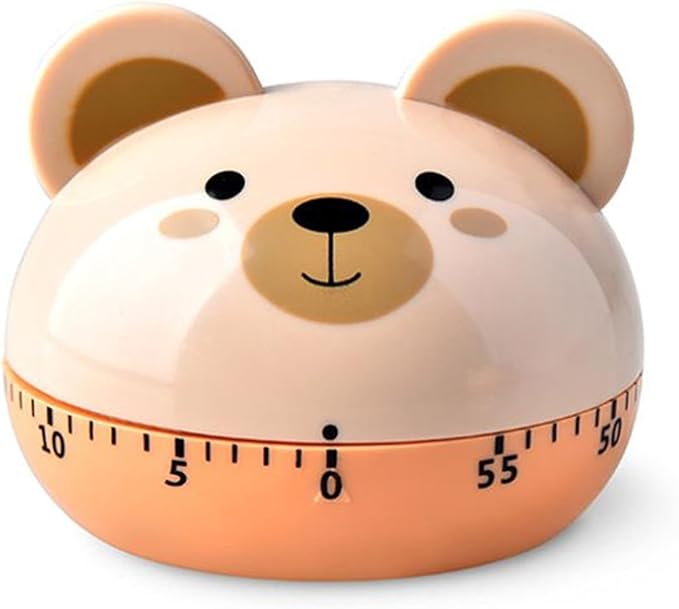 60 Minute Mechanical Kitchen Timers Cute Cartoon Animal Shape Mini Countdown Timer for Teachers Classroom Kids Homework Reading Adults Cooking Office (Bear)