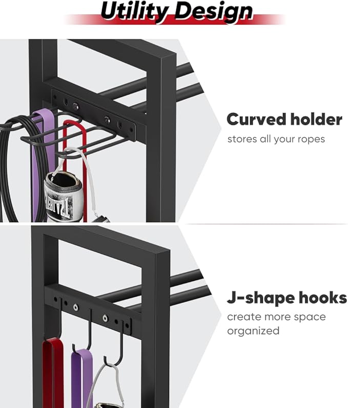 Adjustable Dumbbell Rack, Weight Storage Stand Holder for Dumbbells & Kettlebells, Heavy-Duty Metal Home Gym Workout Organizer with Hook for Gym Equipment Accessories (Rack Only)