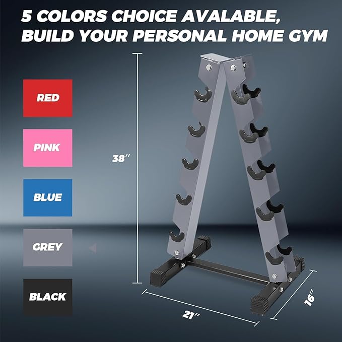 RitFit 250LB/300LB/350LB/550LB/650LB Rubber Hex Dumbbell Sets with Weights Rack, Multiple Color Choices Available, Great Gym Equipment for Home, Strength Training, Workouts